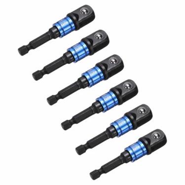 Imagem de HARFINGTON Conjunto de extensão de soquete de chave de impacto, 6 peças, chave quadrada de 1/5.1 cm, adaptador de haste sextavada de 1/10.2 cm para chaves de fenda, preto-azul