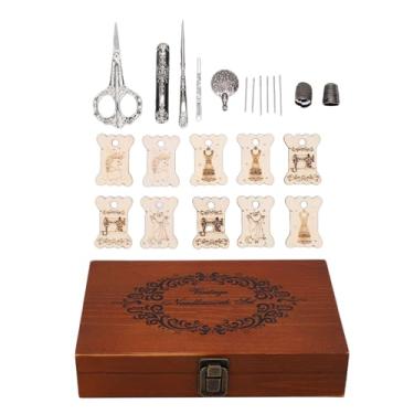 Imagem de Asixxsix Kit de Tesoura para Bordado, Kit de Costura Vintage Antigo Europeu Com Tesoura Antiga, Cortador de Linha, Dedais, Agulhas, Furador, Ferramentas de Costura para Artesanato de