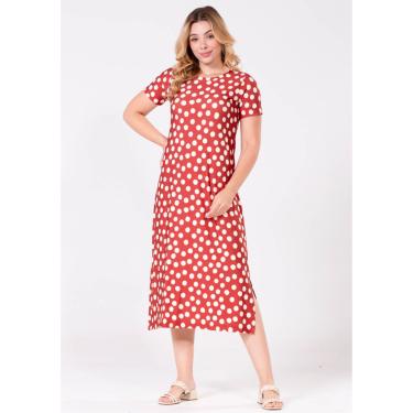 Imagem de Vestido Pau a Pique Midi Poá Telha