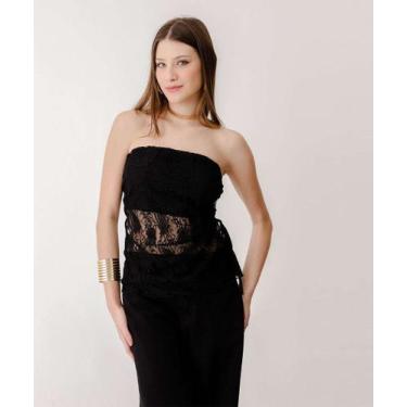 Imagem de Blusa Feminina sem alça Renda Marisa-25103, Preto, P