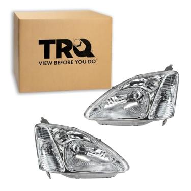 Imagem de TRQ Conjunto de montagem de faróis, lado do motorista e do passageiro, compatível com Honda Civic HO2518103 HO2519103 2002-2003