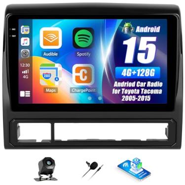 Imagem de Rádio de carro 4G + 128G para Toyota Tacoma 2005-2015 (versão dos EUA) Android 13 estéreo de substituição com unidade de cabeça de tela sensível ao toque CarPlay Android Auto 23 polegadas com câmera