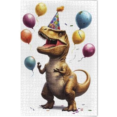 Imagem de Presentes de aniversário personalizados T Rex 1000 peças para adultos brinquedo jogo arte cena natureza quebra-cabeça engraçado, 75 cm x 50 cm