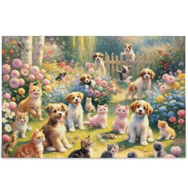 Imagem de Quebra-cabeças florais para cães e gatos, 500 peças para amantes adultos, elefantes brancos, presentes personalizados, difíceis, brinquedos familiares, arte, 52 x 37,8 cm