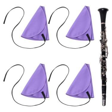 Imagem de Sibba Pano de limpeza de saxofone cotonete de clarinete macio, 4 peças, pano de limpeza de clarinete, fibra roxa, clarinetes, cotonete, roupas para flauta, piccolo, trompete e outros instrumentos de