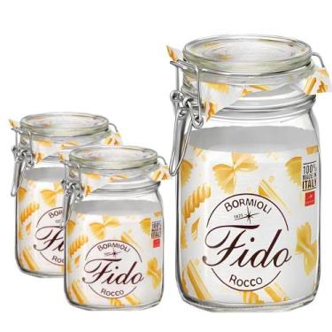 Imagem de Kit 3 Potes de Vidro Hermético Compota 1L e 1,5L com Tampa Bambu Guard