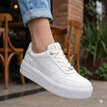 Imagem de Tênis Feminino Via Marte Napa Enfeite Lateral Branco, Branco, 35