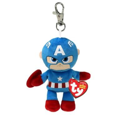 Imagem de Ty Clips - Marvel Collection, Plush Key Ring, Captain America, All Your Favorite Heroes to Carry with You, Gift Idea for Young and Old - 10 cm - T34004
