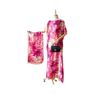 Imagem de Vestido Kaftan De Moda Feminina Para O Verão Com Grande Lenço, Abaya S