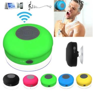 Imagem de Caixa de Som Bluetooth à Prova D'Água Com Ventosa Microfone Integrado Controle de Músicas Som Potente para Banho Piscina e Passeios Colorida (Verde)
