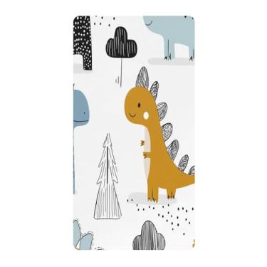 Imagem de Blueangle Lençol de berço com elástico padrão para berço infantil - Lençóis de algodão macio e respirável com estilo escandinavo dinossauro (621)