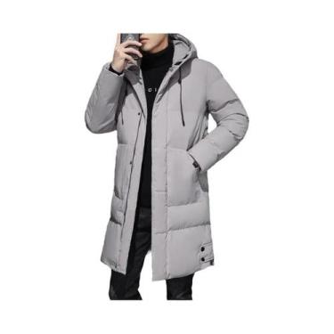 Imagem de Parka Masculina Longa Com Enchimento De Algodão, Quente, Em Cor Sólida