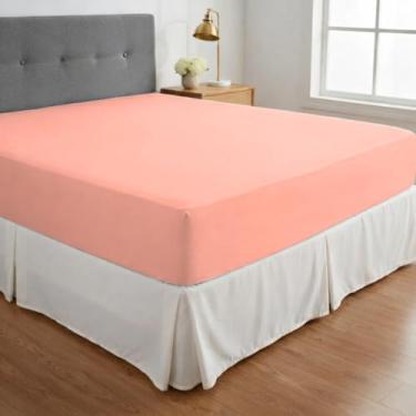Imagem de Lençol Queen Avulso Com Elástico Liso Malha 100% Algodão Resistente Com Toque Macio Respirável Cozzilar (Coral)