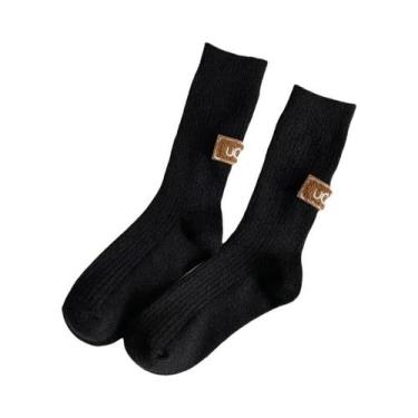 Imagem de Meias De Algodão Grossas E Aconchegantes De Inverno Até a Panturrilha,