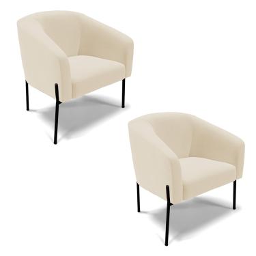 Imagem de Cadeira Sala de Jantar Pé de Ferro Preto kit 2 Stella Linho D03 - D'Rossi