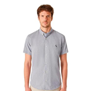 Imagem de Camisa Reserva Masculina Manga Curta Oxford Color Azul Marinho Mescla-Masculino