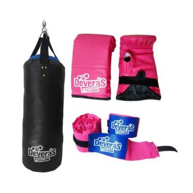 Imagem de Saco de Pancadas 70 cm - Saco de Boxe Cheio + Luva Bate Saco + Bandage