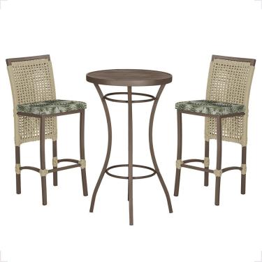 Imagem de Mesa Bistrô 2 Banquetas Roma Corda Náutica Estofado 5 Trama Rami