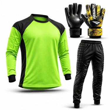 Imagem de Kit Goleiro Juvenil Camisa + Calça Acolchoada + Luva De Goleiro Penalty-Unissex
