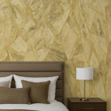 Imagem de Papel De Parede Vinilico Marmorizado Bege Rolo 0,53x10m Vinil PVC - Pl