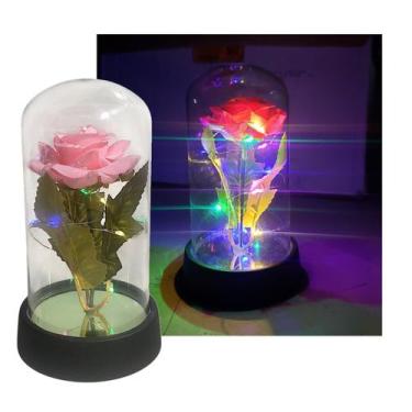 Imagem de Kit 3 Rosa Led Presente Dia Das Mães Namorados Luminária Cúpula - Mkt 