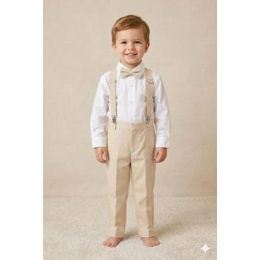 Imagem de Roupa Batizado Infantil Menino Casamento Formatura Papilloo, BEGE
