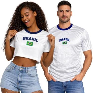 Imagem de Kit Camiseta Masculina do Brasil e Cropped Feminino do Brasil para Cas