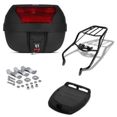 Imagem de Baú Bauleto Preto 28 Litros Com Refletor Pro Tork + Bagageiro Moto, VE