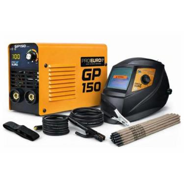 Imagem de Maquina de solda gp 150 bivolt máscara automática eletrodos kit solda 