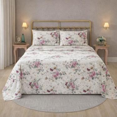 Imagem de Jogo de Cama Casal 150 Fios Algodão Floral Tabata Dohler - Döhler