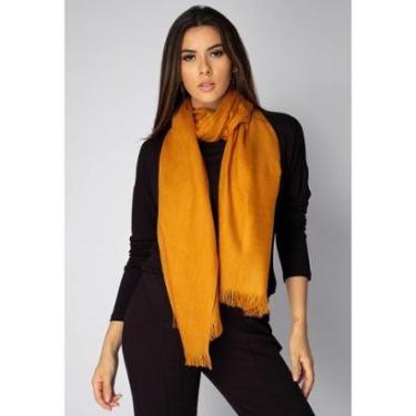 Imagem de Echarpe Lenço Feminino Liso Panamá Liso Ocre Dourado - Único-Feminino