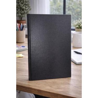 Imagem de Caderno Grande Numerado 100 Folhas Preto Universitário Escolar Capa Re
