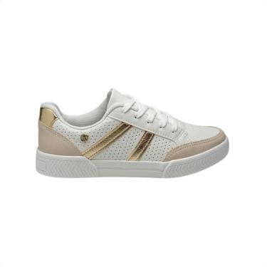Imagem de Tênis moda feminino casual kolosh branco e dourado, 38, Branco