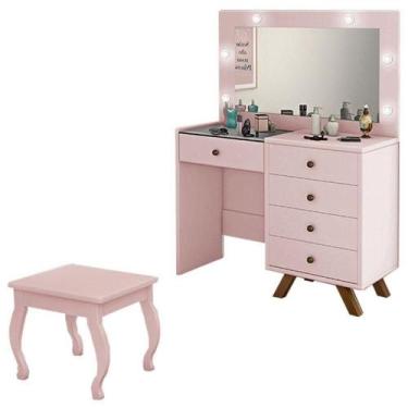 Imagem de Penteadeira Camarim Luna Com Banqueta Rose - Luapa Móveis