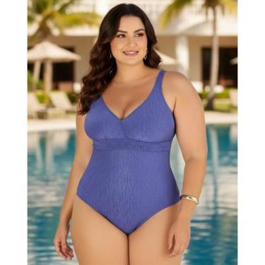 Imagem de Maiô Plus Size, Sem Bojo, Trança, Clássico, Até 56 - Banho De Mar, Azu