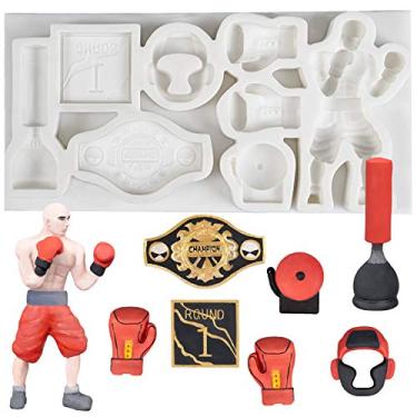 Imagem de Molde de silicone pronto para boxe boxe esportivo, 8 cavidades, decoração de bolo, topo de cupcake, fundição de resina epóxi, artesanato de argila de polímero