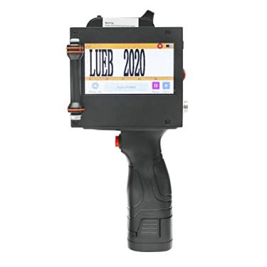 Imagem de PEKOKO Tela sensível ao toque HD de 4,3 polegadas de 50,8 mm, grande personagem, impressora a jato de tinta, portátil, máquina de impressão de etiquetas com código QR, código de barras, data,