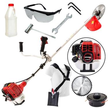 Imagem de Roçadeira Plus Kawashima KW420L 42cc 2T Com Cabeçote de Fio Nylon, Lâmina de Vídia e Cinto de Sustentação Duplo Profissional Ideal Para Uso Intensivo