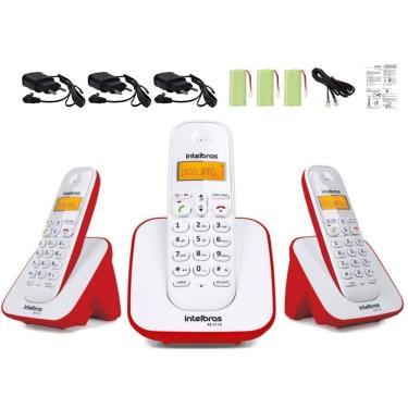 Imagem de Kit Telefone TS 3110 Intelbras e 2 extensão Data Hora Alarme