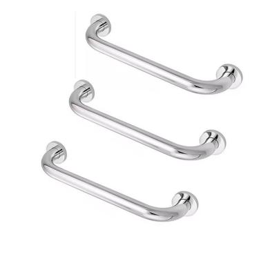 Imagem de Alça de Apoio Barra 30 cm Inox Kit 3 unidades Cadeirante Acessibilidade Banheiro Deficiente Idoso