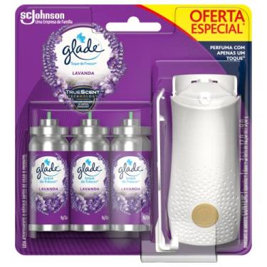 Imagem de Glade Aromatizador de Ambiente Spray Toque de Frescor, Lavanda, 1 Aparelho e 3 Refis 12ml Cada
