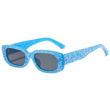 Imagem de Óculos de Sol Retangular Pequenos Femininos Impressão Vintage Designer Quadrado Óculos de Sol Para Homens Máscaras Óculos Femininos UV400 Oculus, azul branco, A