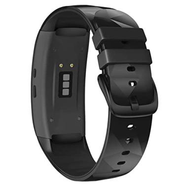 Imagem de GANYUU Correias de relógio inteligente para Samsung Gear Fit 2 Pro Pulseira de silicone Fitness Watch Pulseira Gear Fit2 Pro SM-R360 Pulseira ajustável Pulseira de relógio (Cor: Amarelo prateado)