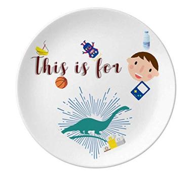 Imagem de Prato de porcelana animal com altura do pescoço de cauda prato redondo menino homem