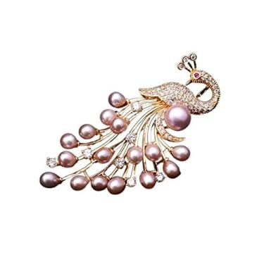 Imagem de KIZQYN Broche feminino requintadamente feito broche vazio luz de água doce broche de pérola broche de casaco broche acessórios de decoração acessório de fantasia (cor: cinza)