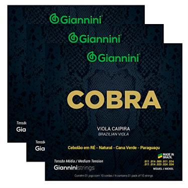 Imagem de Kit Com 3 Jogos Cordas Viola Caipira Giannini Média Niquel