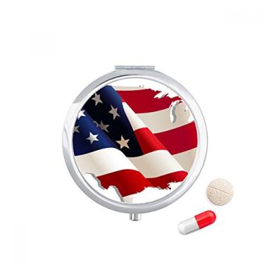 Imagem de Caixa de comprimidos com mapa da bandeira dos Estados Unidos com estrelas e listras