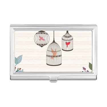 Imagem de Porta-cartões de visita em formato de gaiola com flor