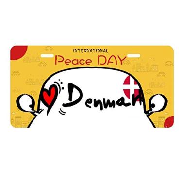 Imagem de DIYthinker I Love Denmark Bandeira da Palavra Amor Ilustração Coração Placa Placa Etiqueta Decoração de Carro Dia da Paz
