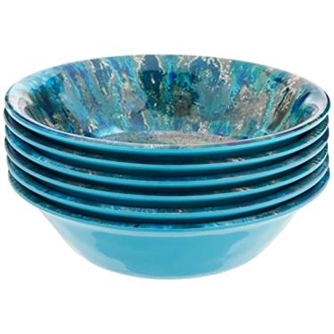 Imagem de Conjunto de 6 tigelas multiuso de melamina azul-petróleo Radiance de 19 cm – Tigelas resistentes a quebras profundas para salada, sopa, macarrão, lanches – pode ser lavada na lava-louças, uso interno